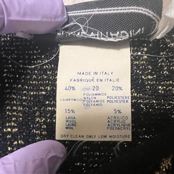 VTG Adrienne Vittadini Gold Black Glitters Wool Blend Tunic Sweater Size LG/XL - Picture 7 of 10